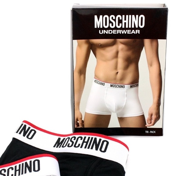 MOSCHINO Trunks Designer Underwear Briefs Statement boxers Black 3-Pack NIP - Picture 5 of 8